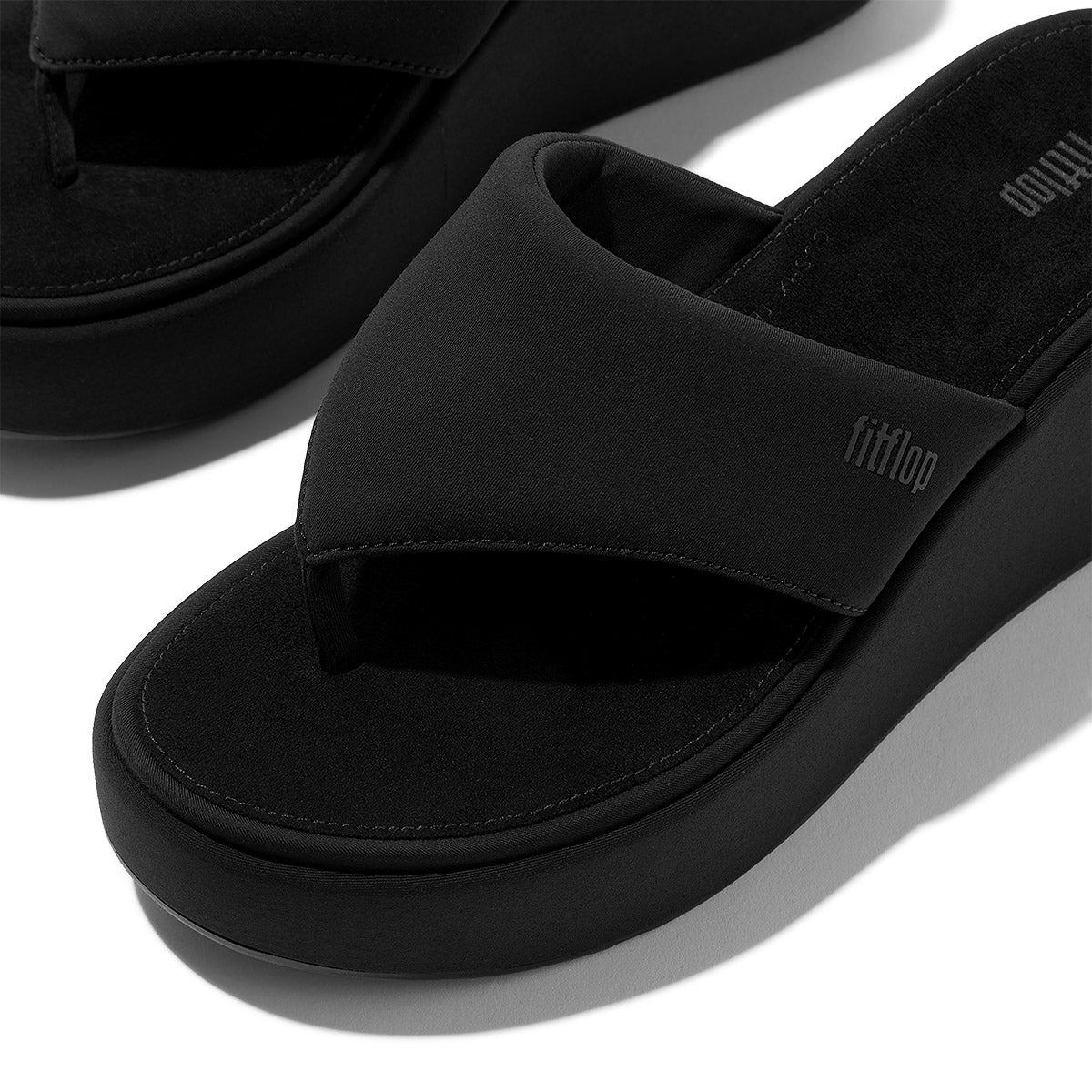 FitFlop Platforms Wedge Toe-Post Sandals – Women's (Black) - Image 4