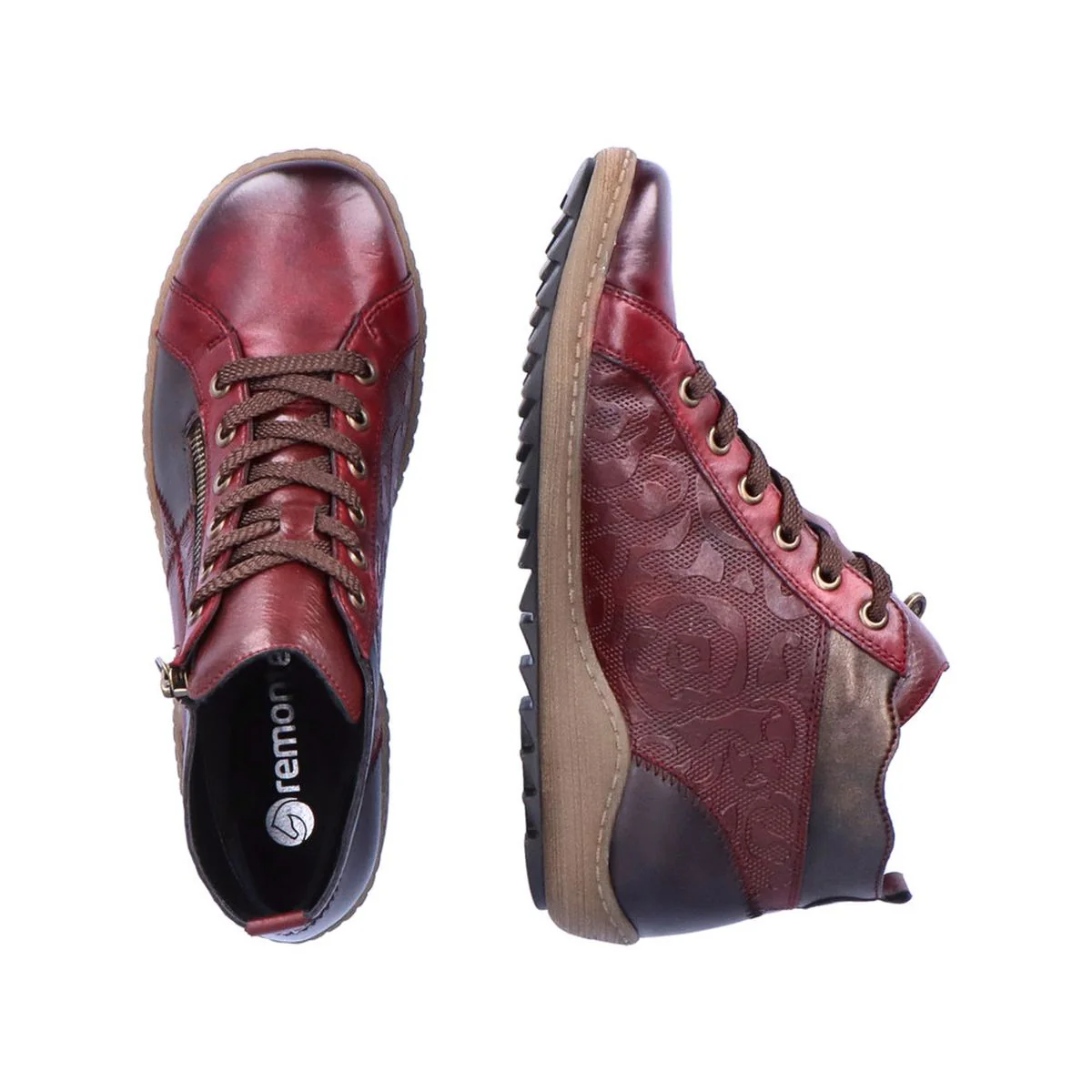 Remonte R1467 Women's Lace Up Boot in Vino - Image 5