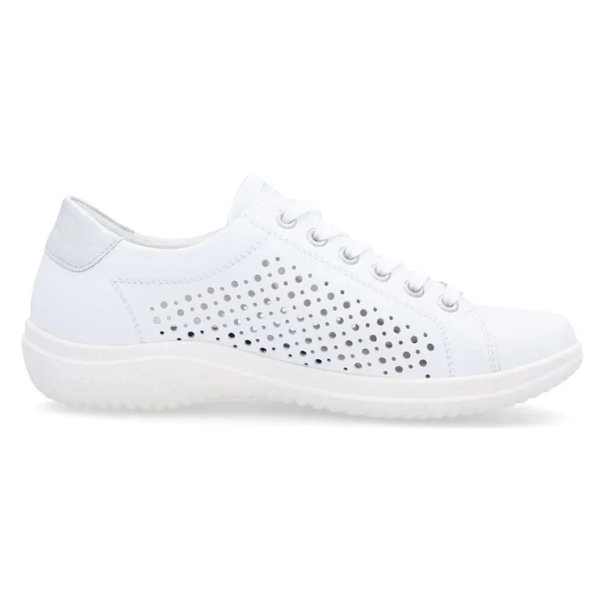 Remonte D1E08 Women's Perforated Real Leather Shoes in White - Image 2
