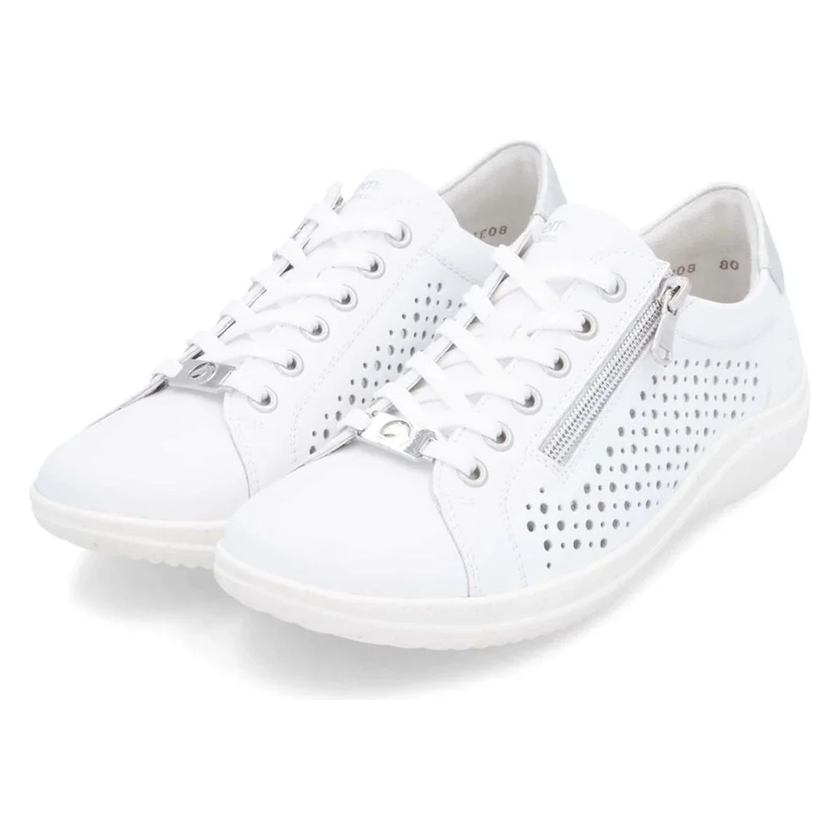 Remonte D1E08 Women's Perforated Real Leather Shoes in White - Image 8