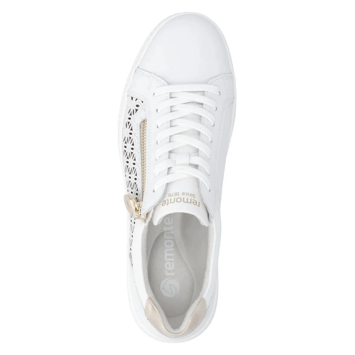 Remonte D2E03 Women's Side Zip Sneaker in White - Image 4