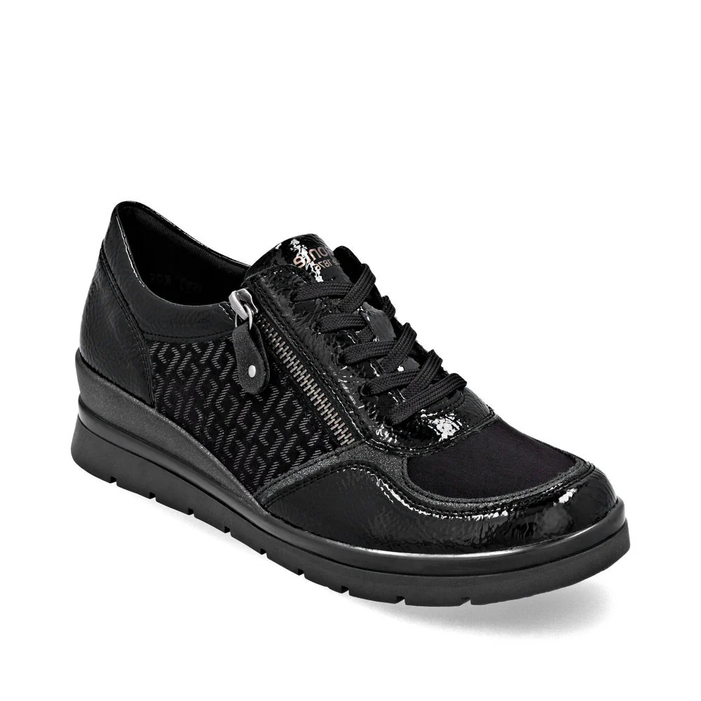 Remonte R0701 Women's Side Zip Sneakers in Black
