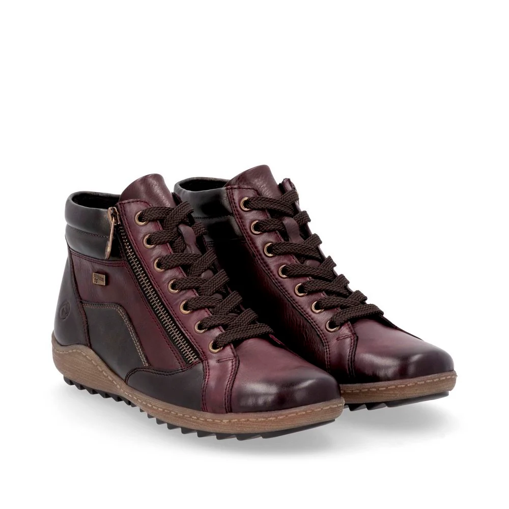 Remonte R1458 Women's Lace Up Boot in Red - Image 5