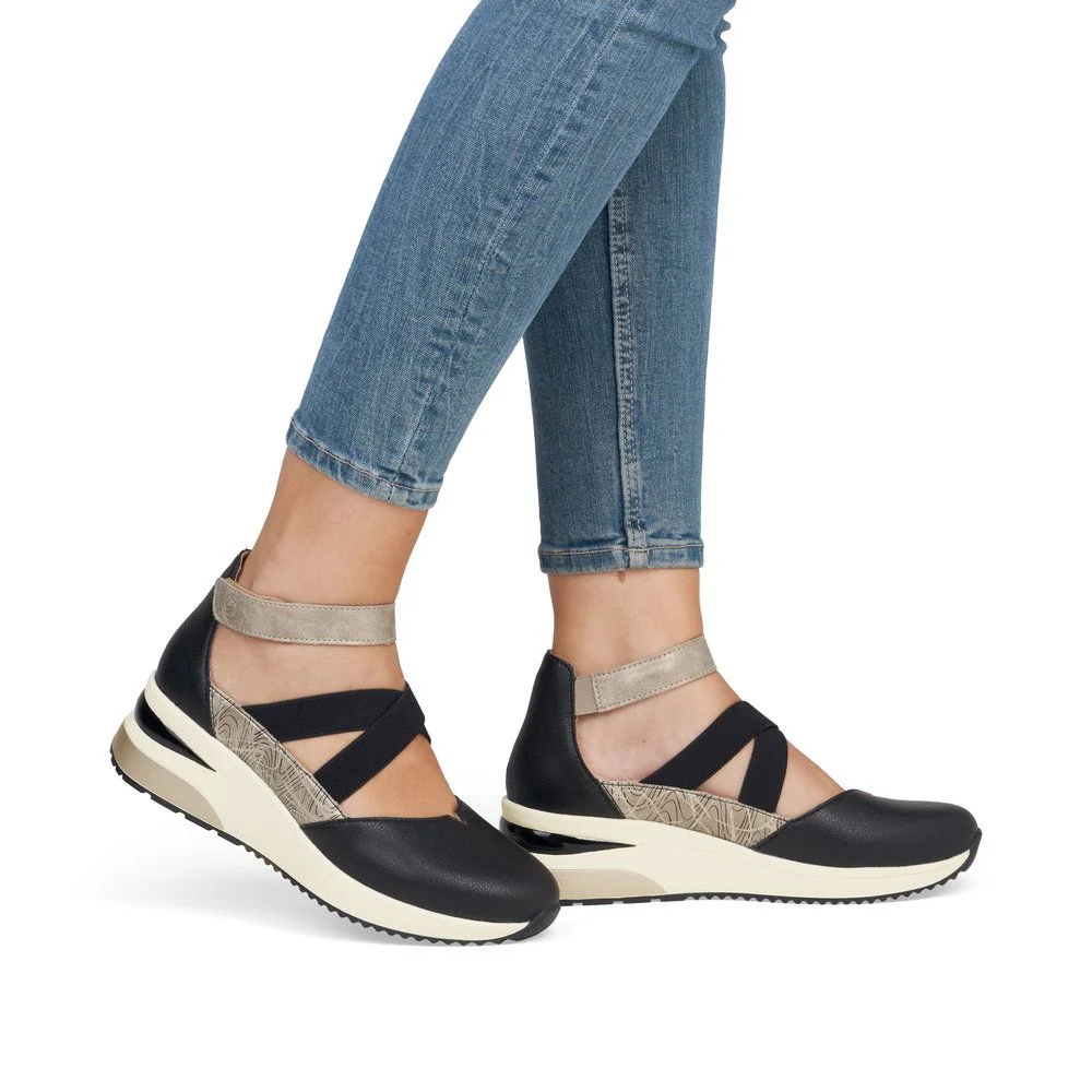 Remonte Women's Wedge D2411 Adjustable Strap in Black - Image 9