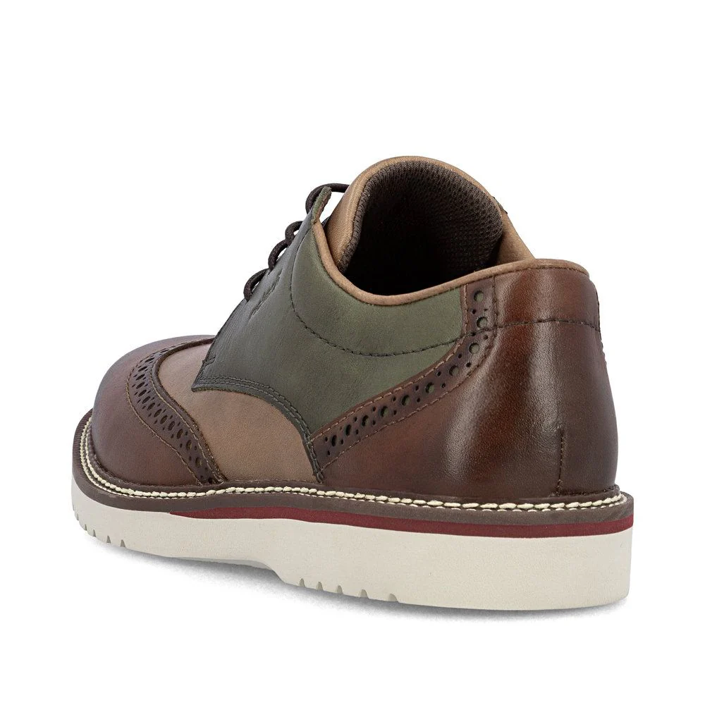 Rieker 04504 Men's Lace Up Wide Shoe in Brown Combination - Image 3