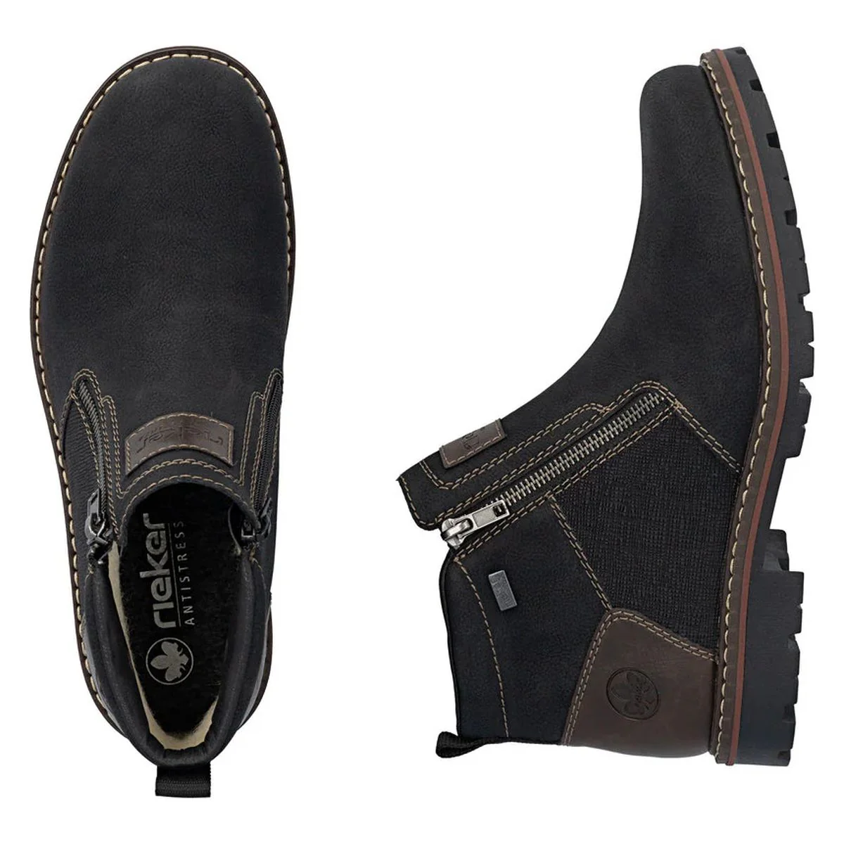 Rieker 37770 Men's Zip Up Ankle Boot in Black - Image 9