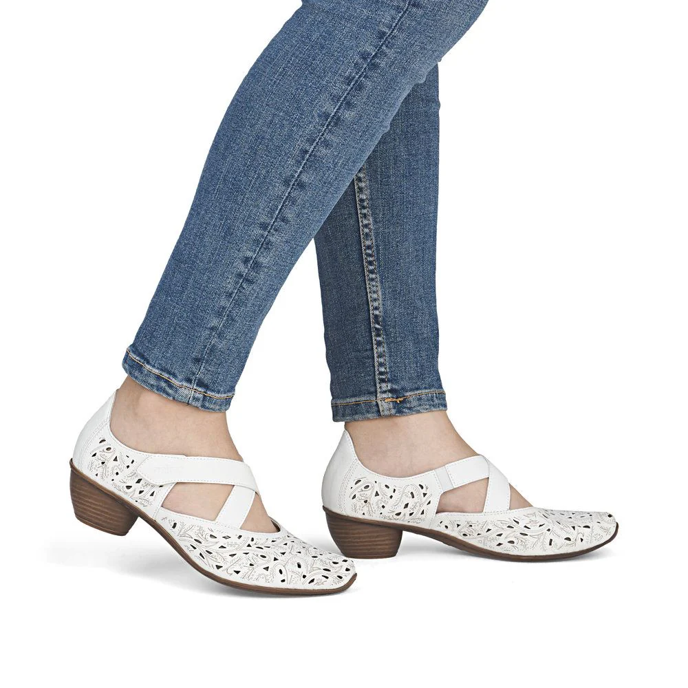 Rieker 43773 Women's Leather Slingback Pumps in White - Image 10