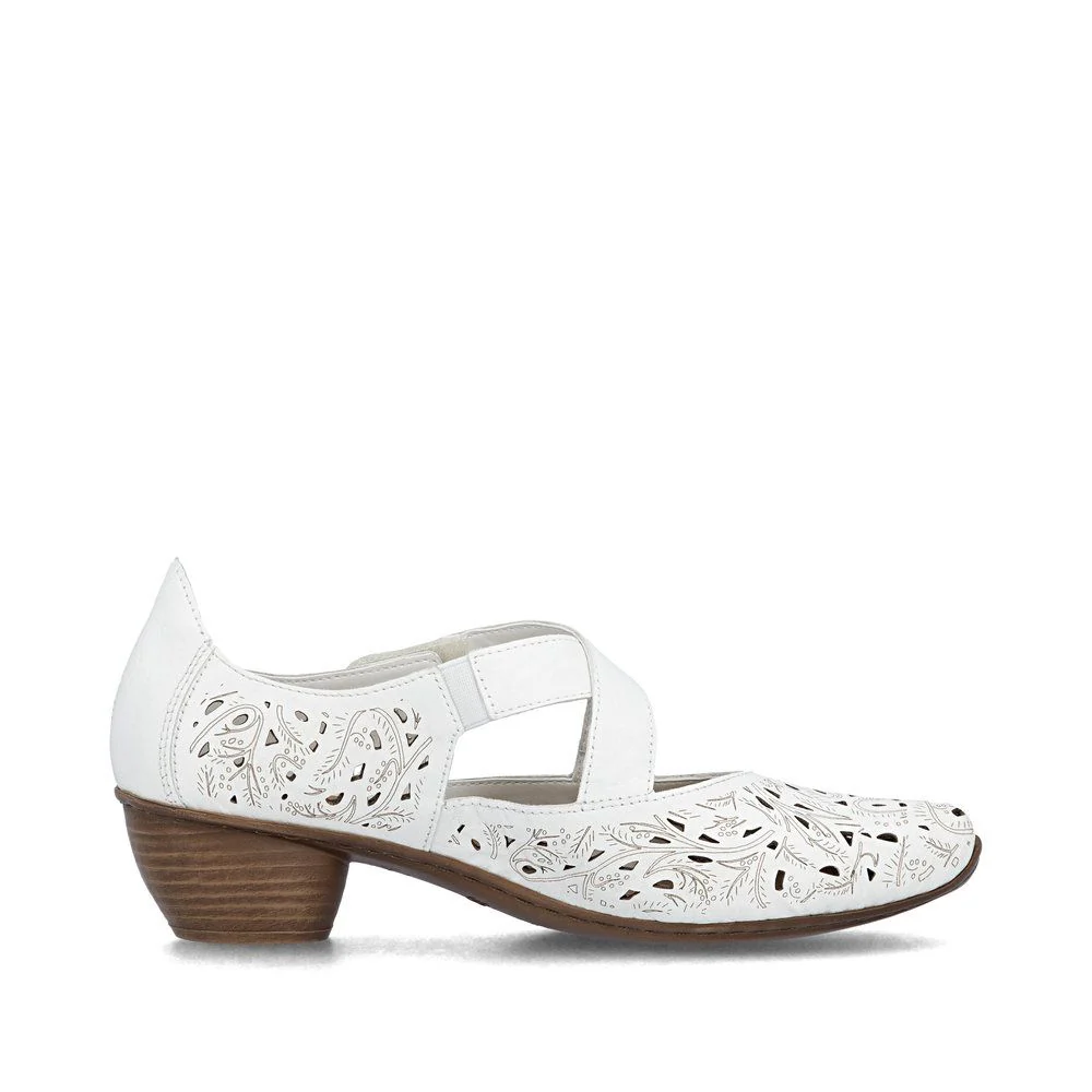 Rieker 43773 Women's Leather Slingback Pumps in White - Image 2
