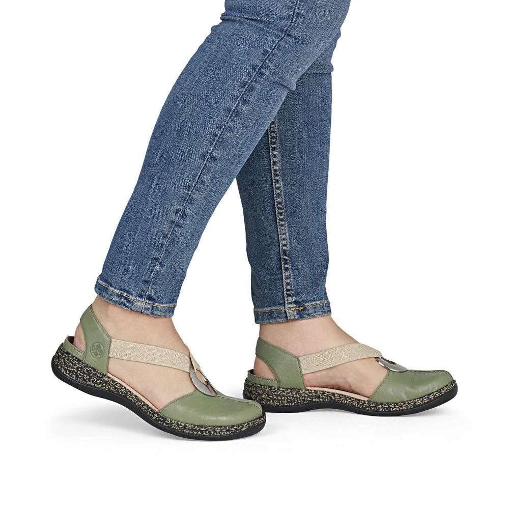 Rieker 46361 Women's Real Leather Shoes in Green - Image 10
