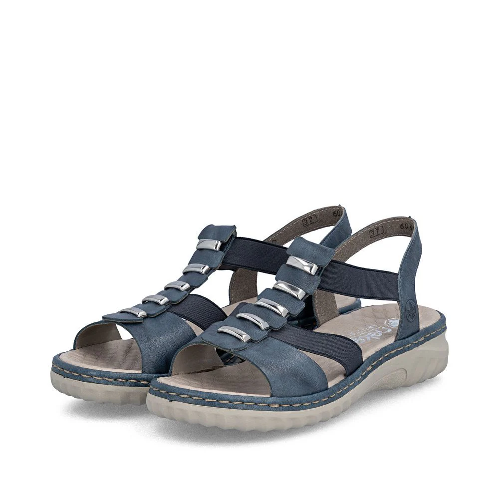 Rieker 60452 Women's Real Leather Sandals in Blue - Image 8