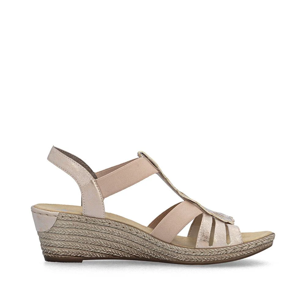 Rieker 62436 Women's Wedge Sandals in Rose Gold - Image 2