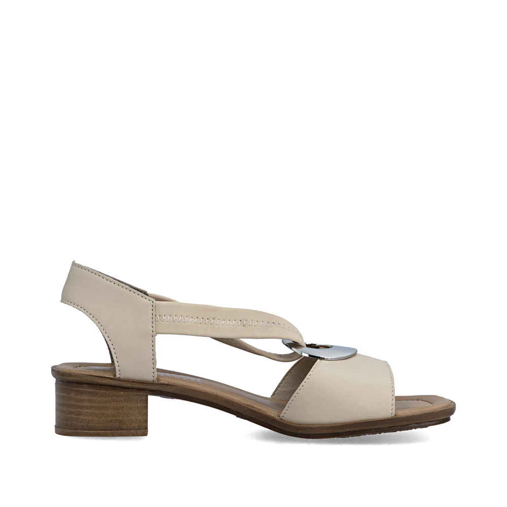 Rieker 62662 Women's Block Heel Sandals in Beige - Image 2