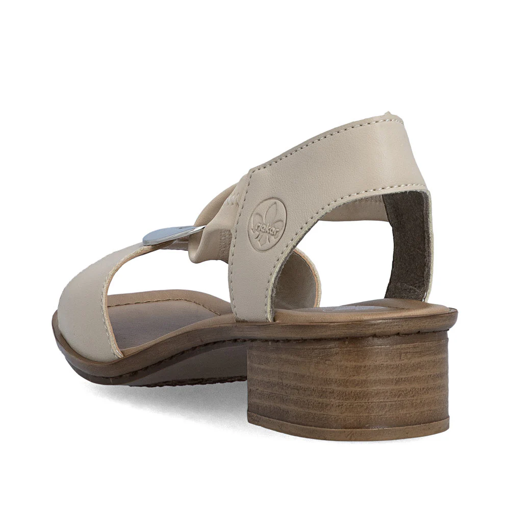 Rieker 62662 Women's Block Heel Sandals in Beige - Image 3