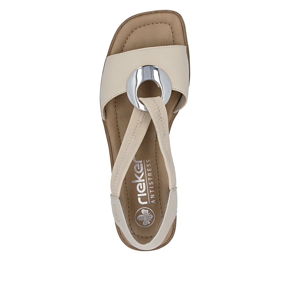 Rieker 62662 Women's Block Heel Sandals in Beige - Image 4