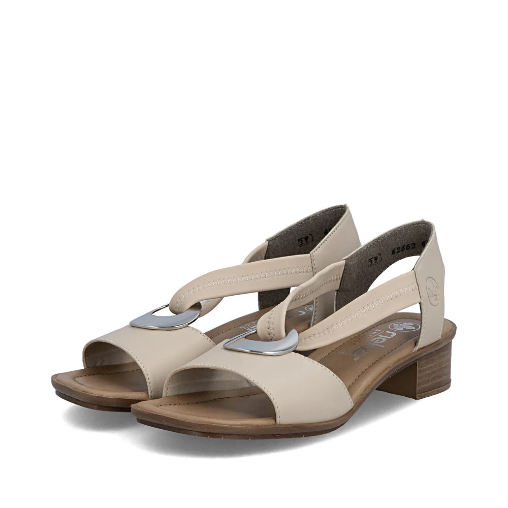 Rieker 62662 Women's Block Heel Sandals in Beige - Image 8
