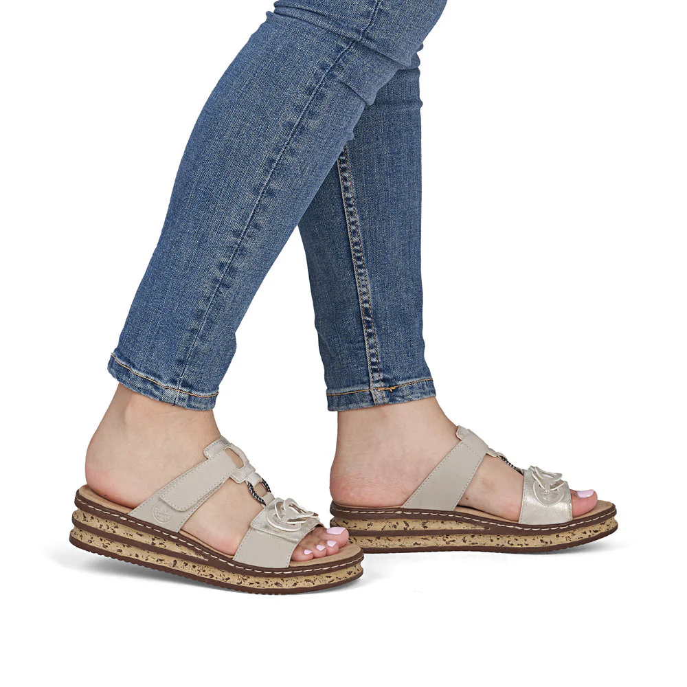 Rieker 62936 Women's Mule Sandals in Beige - Image 10