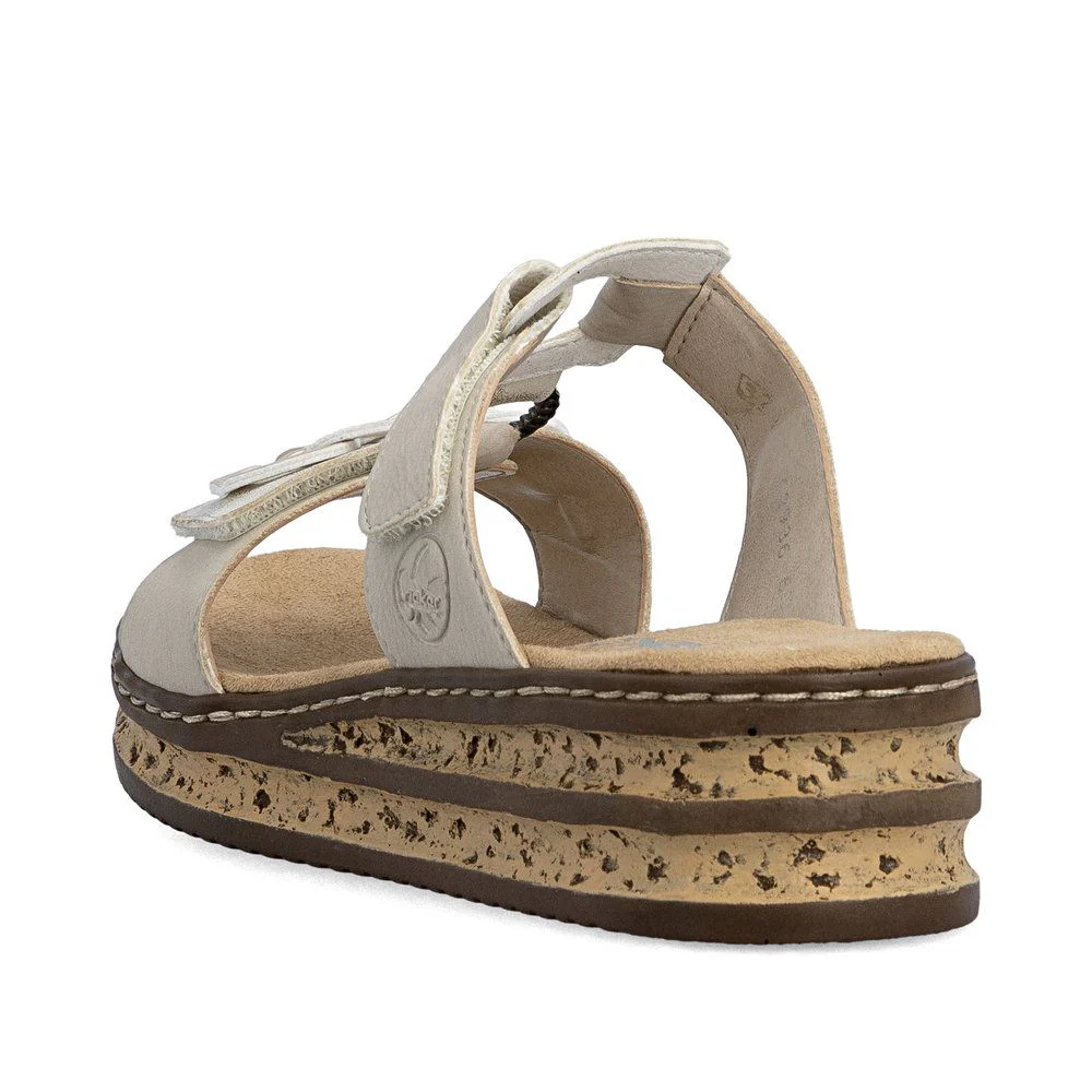 Rieker 62936 Women's Mule Sandals in Beige - Image 3