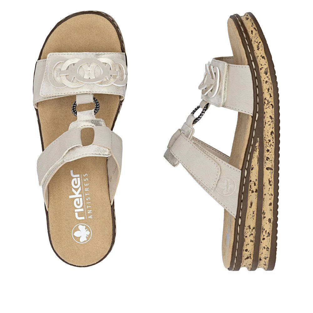 Rieker 62936 Women's Mule Sandals in Beige - Image 9