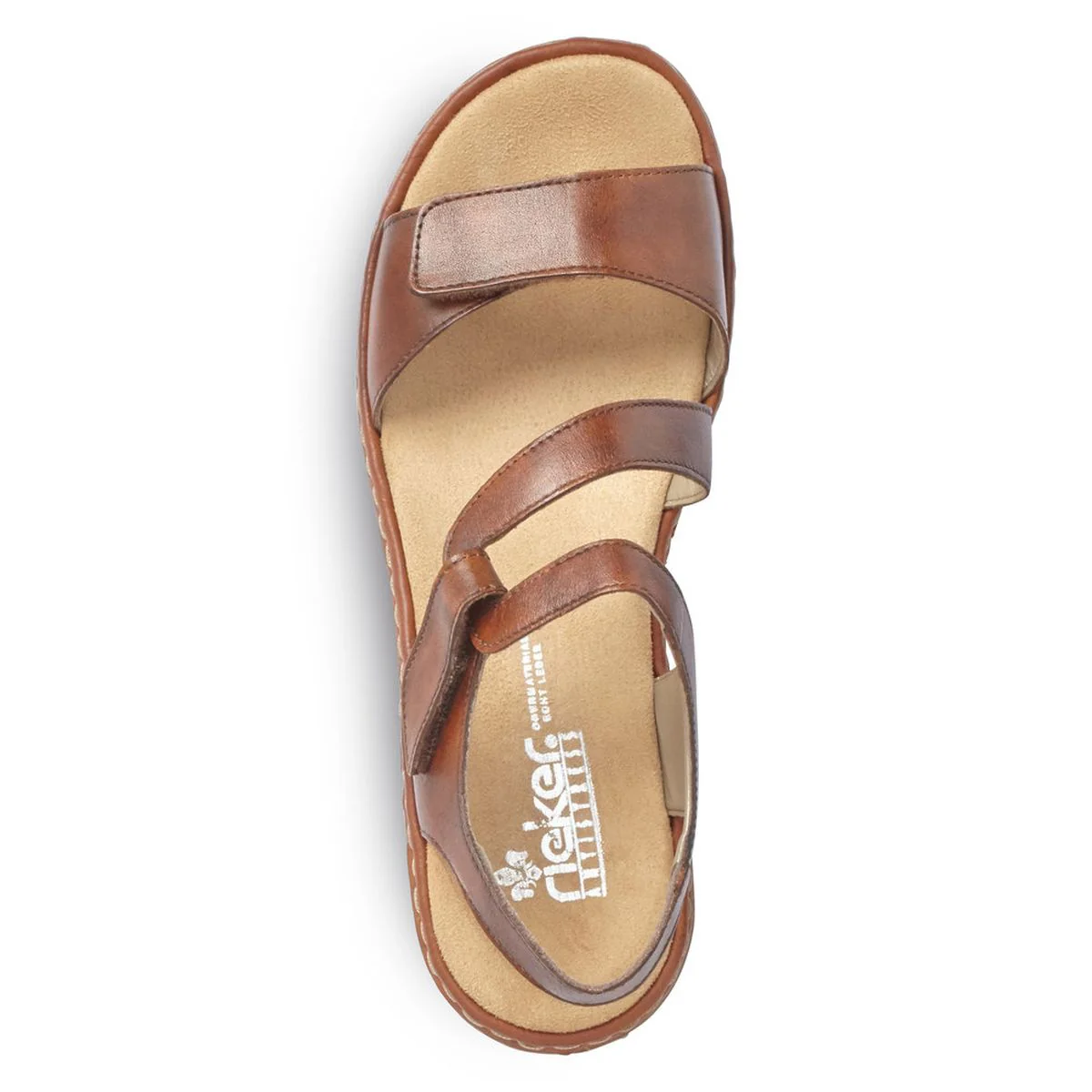 Rieker 659C7 Velcro Strap Sandals in Tan - Image 4