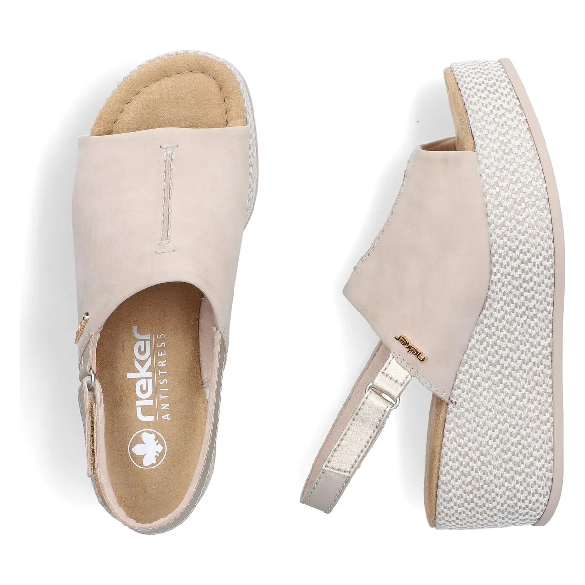 Rieker 69460 Women's Wedge Sandals in Beige - Image 9