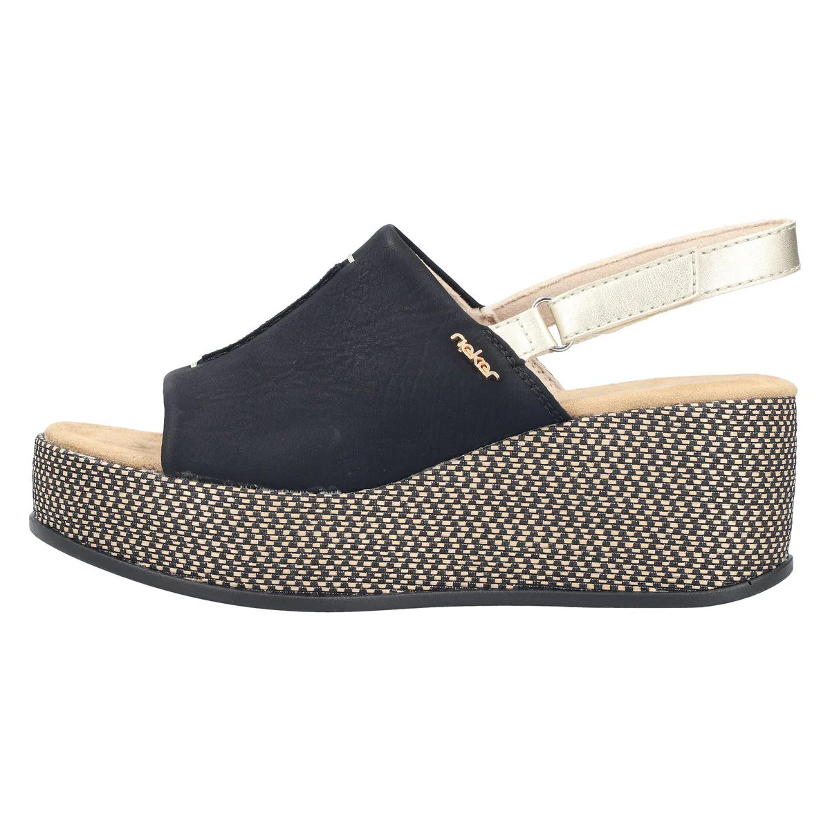 Rieker 69460 Women's Wedge Sandals in Black - Image 5