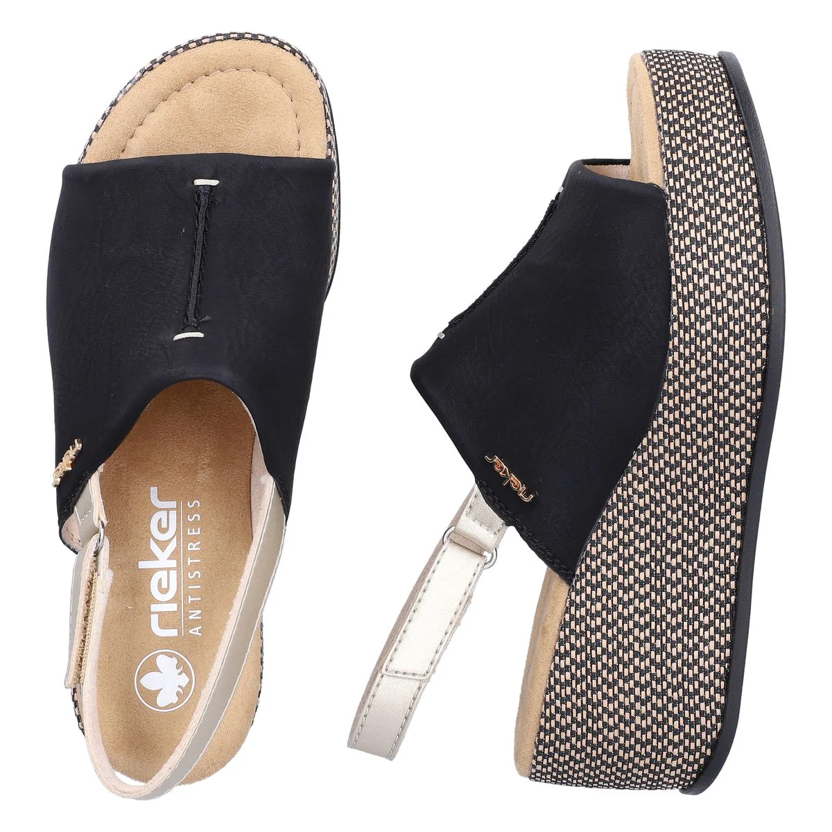 Rieker 69460 Women's Wedge Sandals in Black - Image 9