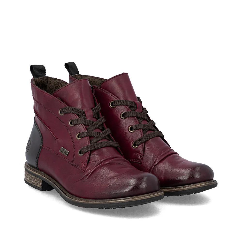 Rieker 74804 Lace Up Boots in Red - Image 5