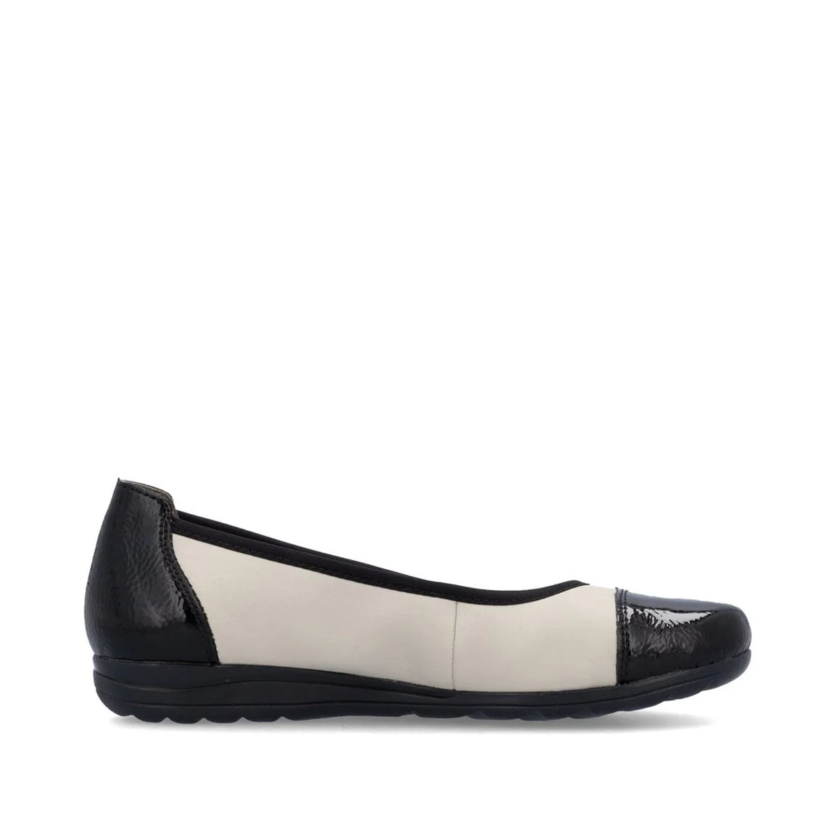 Rieker L9351-80 Women's Two Tone Ballerina Largo Black/Cream - Image 3