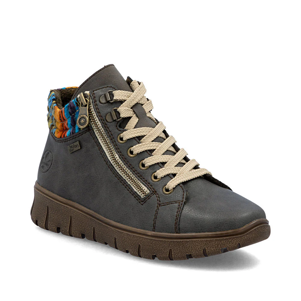 Rieker N1305 Lace Up Boots in Gray