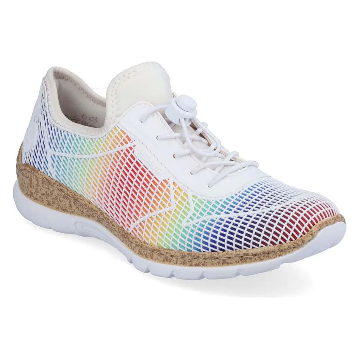 Rieker N4270 Women's Slip-On Sneakers in White Multi