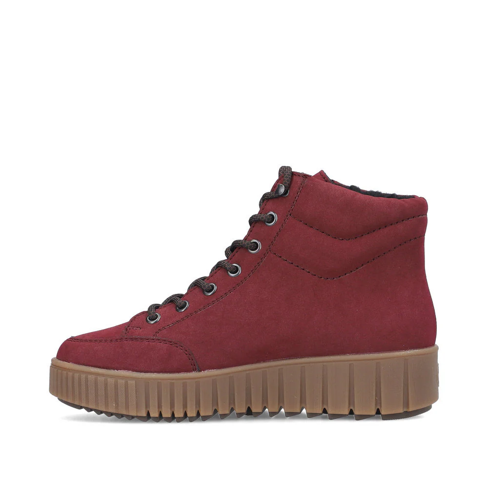 Rieker Y6104 Lace Up Boots in Red - Image 2