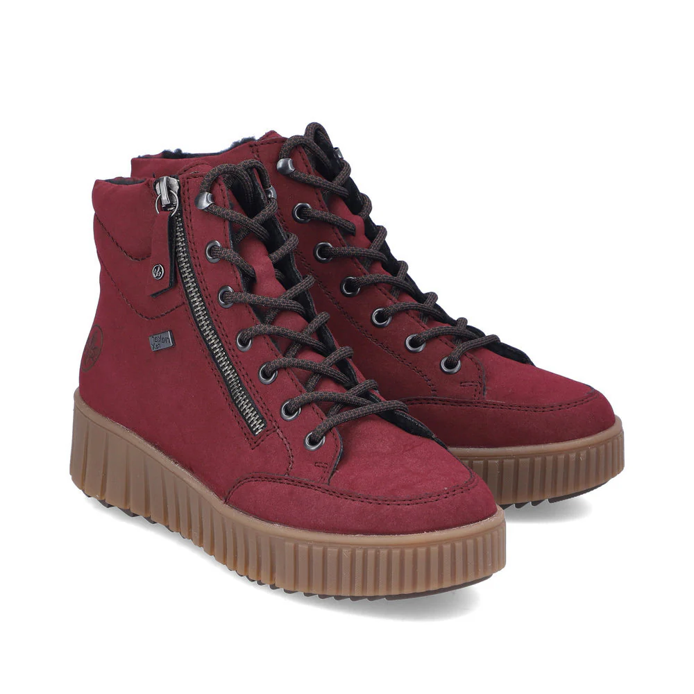 Rieker Y6104 Lace Up Boots in Red - Image 5