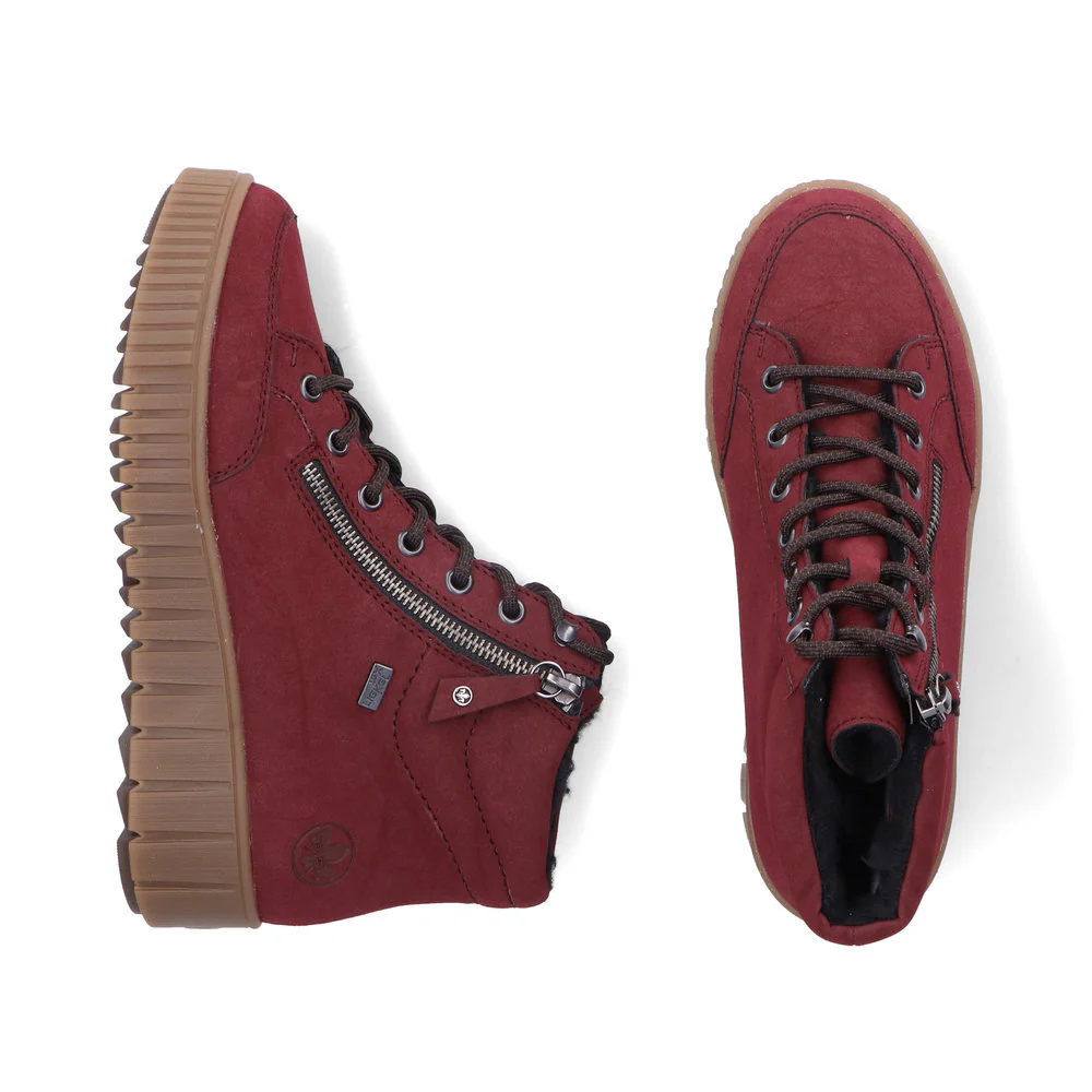 Rieker Y6104 Lace Up Boots in Red - Image 6