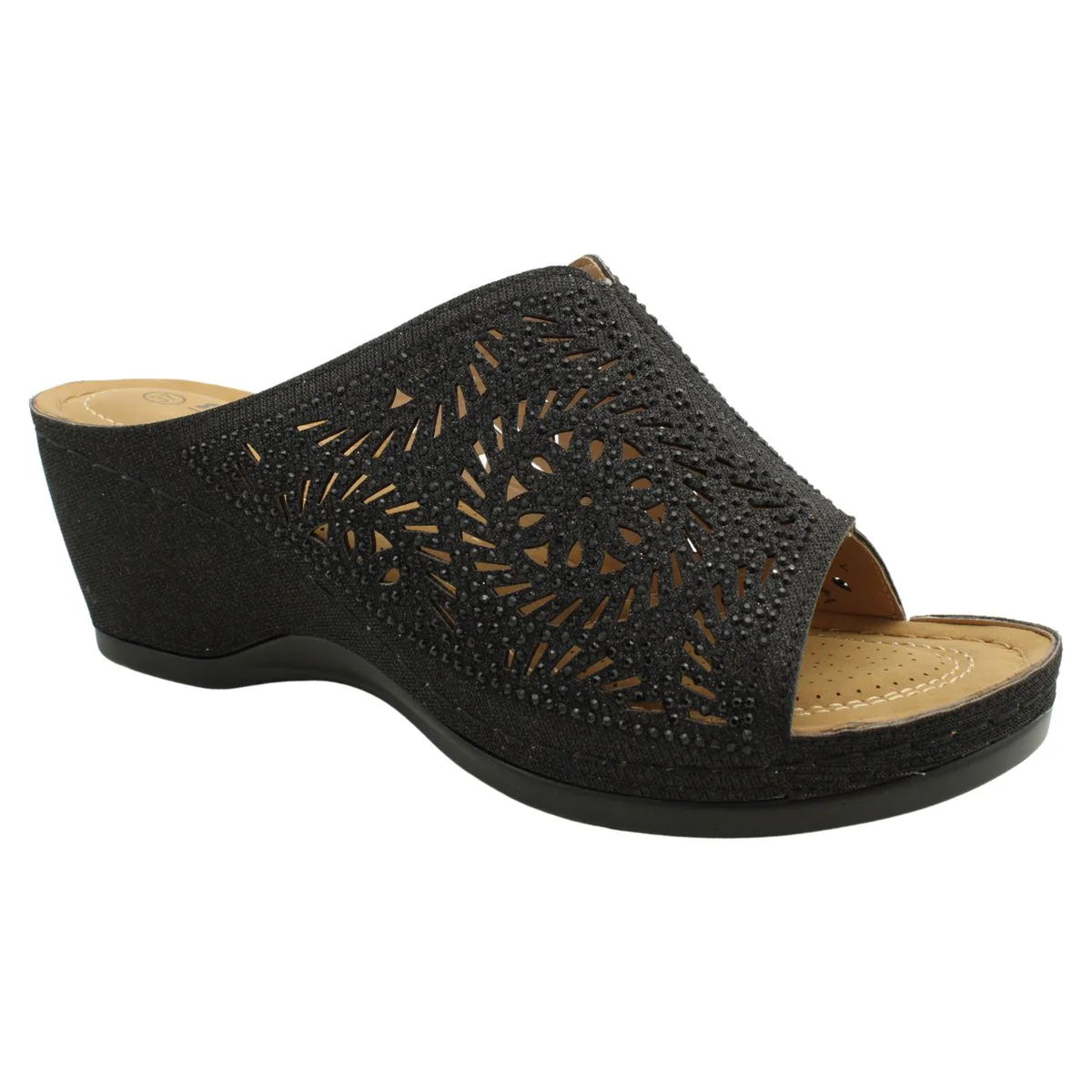 S5036 Wedge Slide Sandal in Black