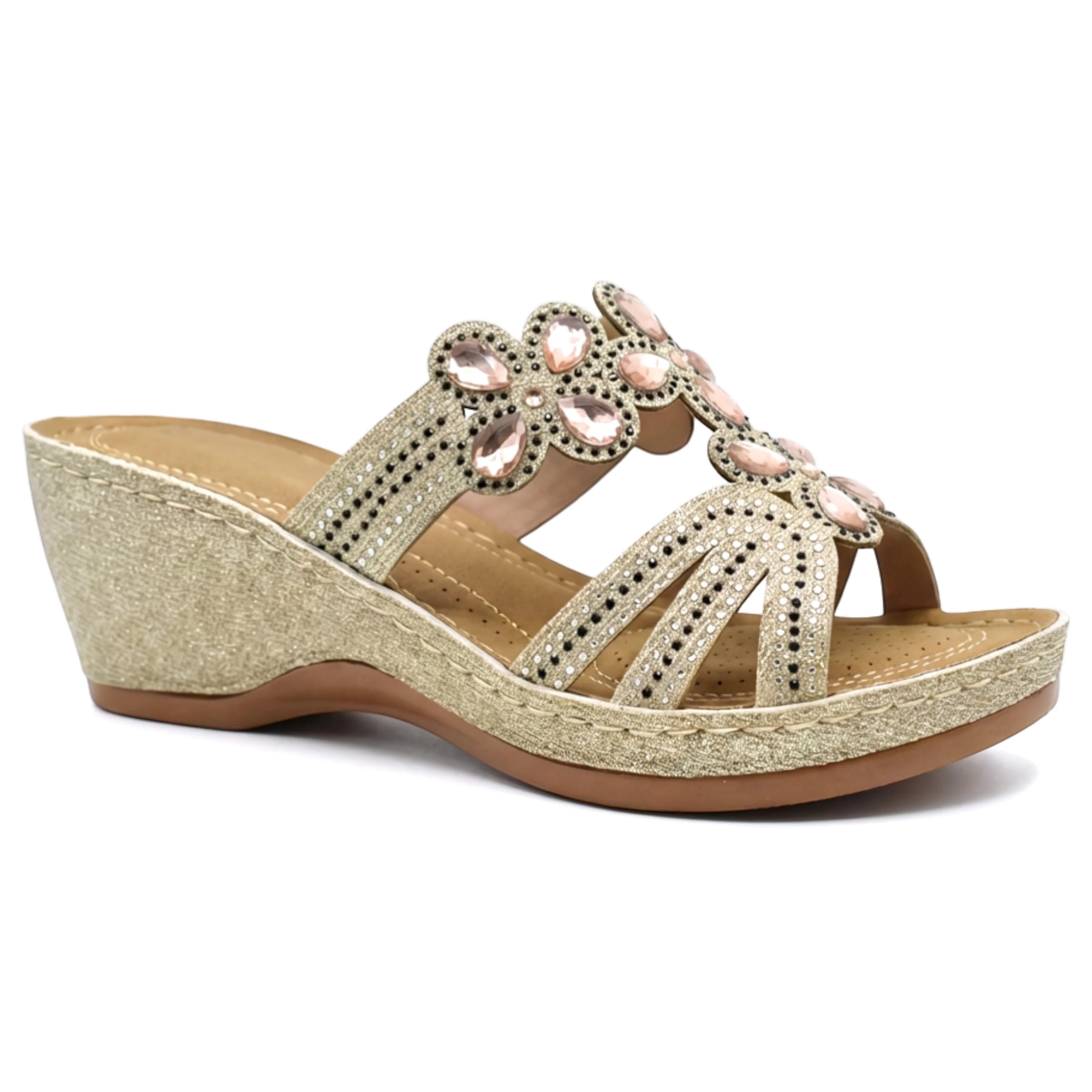 Stefania Glitter Wedge Slide Sandal
