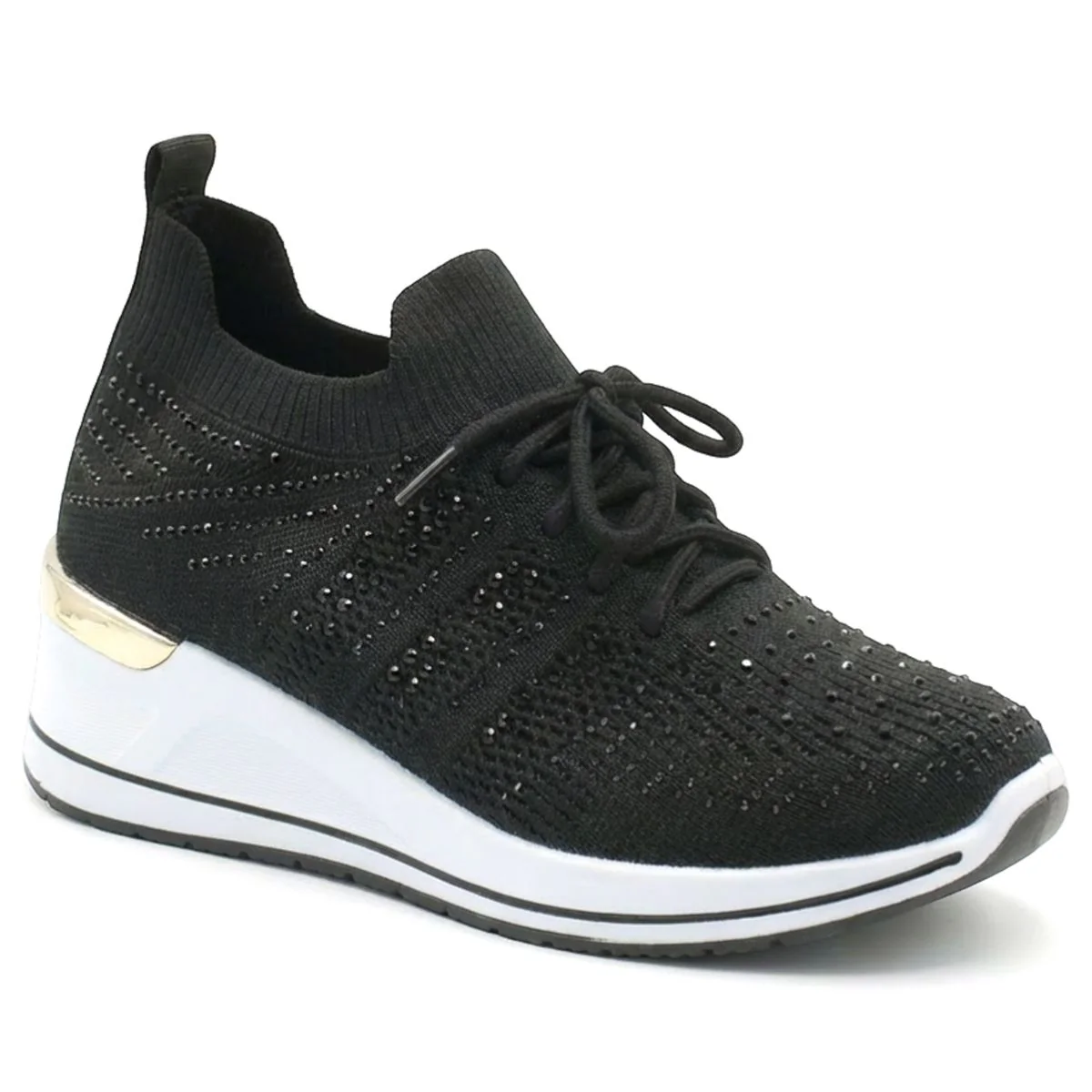 S5479 Sparkle Lace Sneaker in Black