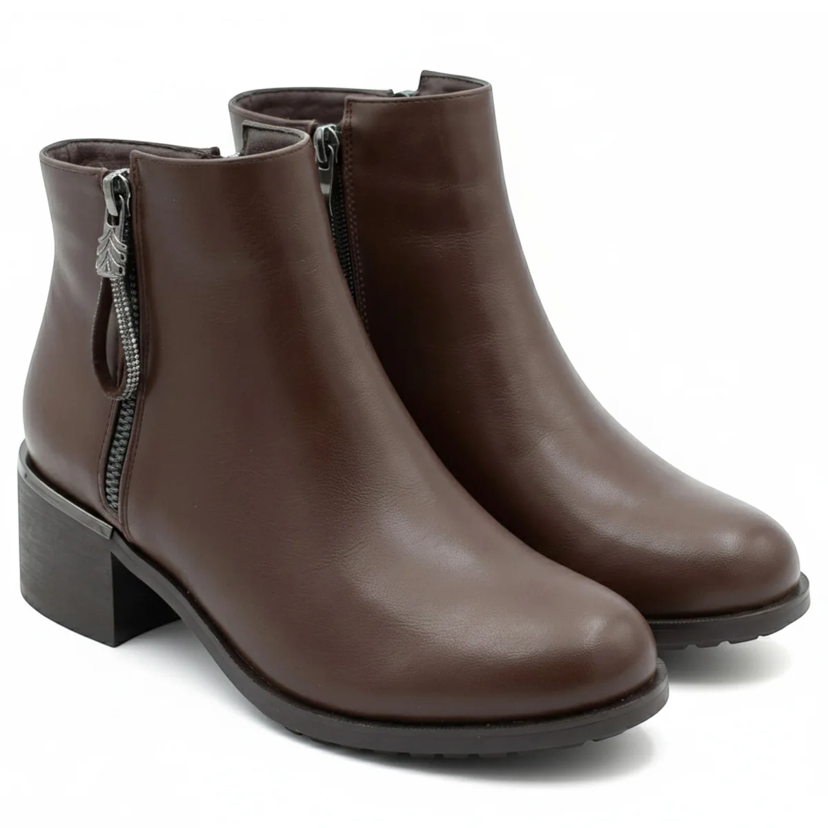 Stefania Italy F8152 Double Zip Dress Boot in Coffee