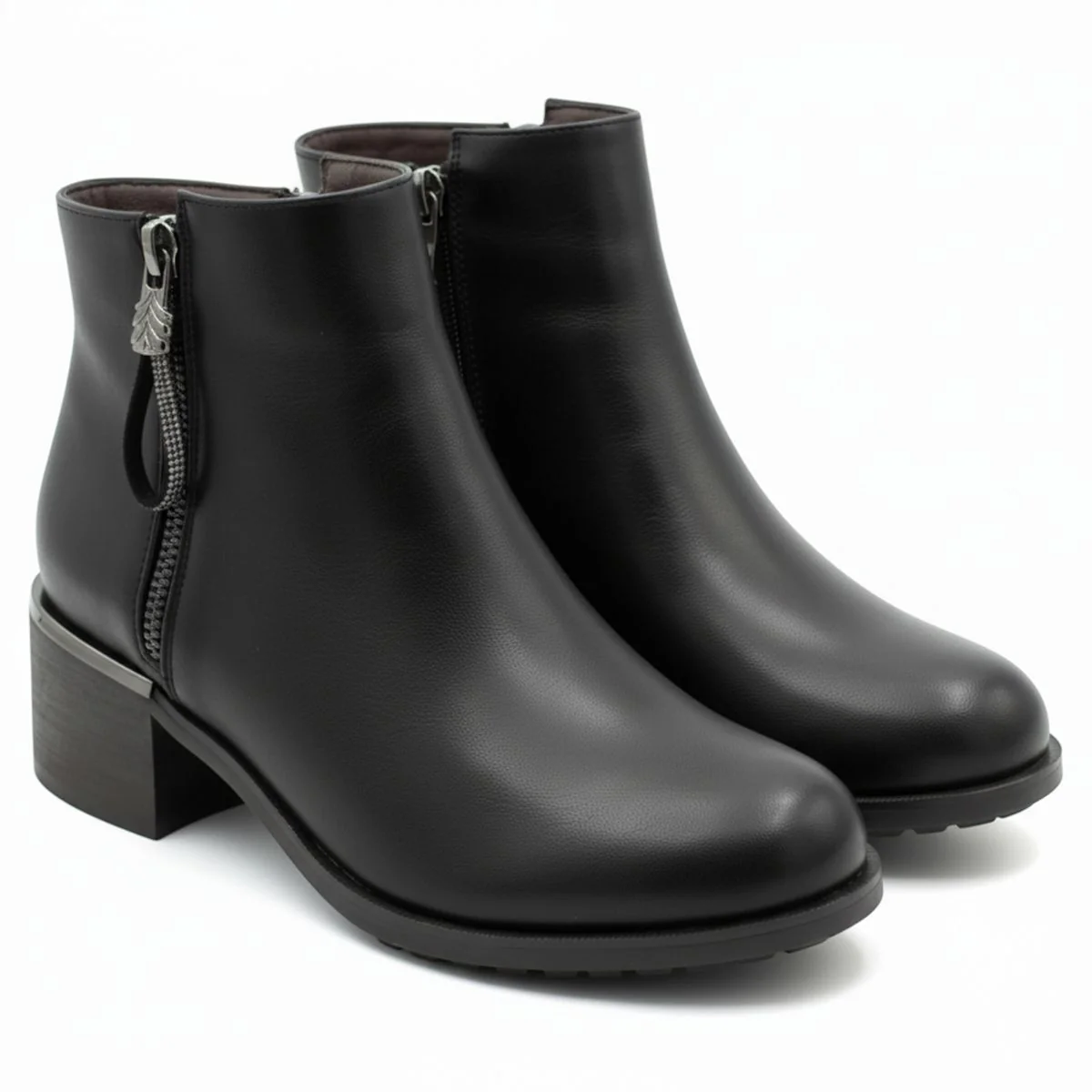 Stefania Italy F8152 Double Zip Dress Boot in Black