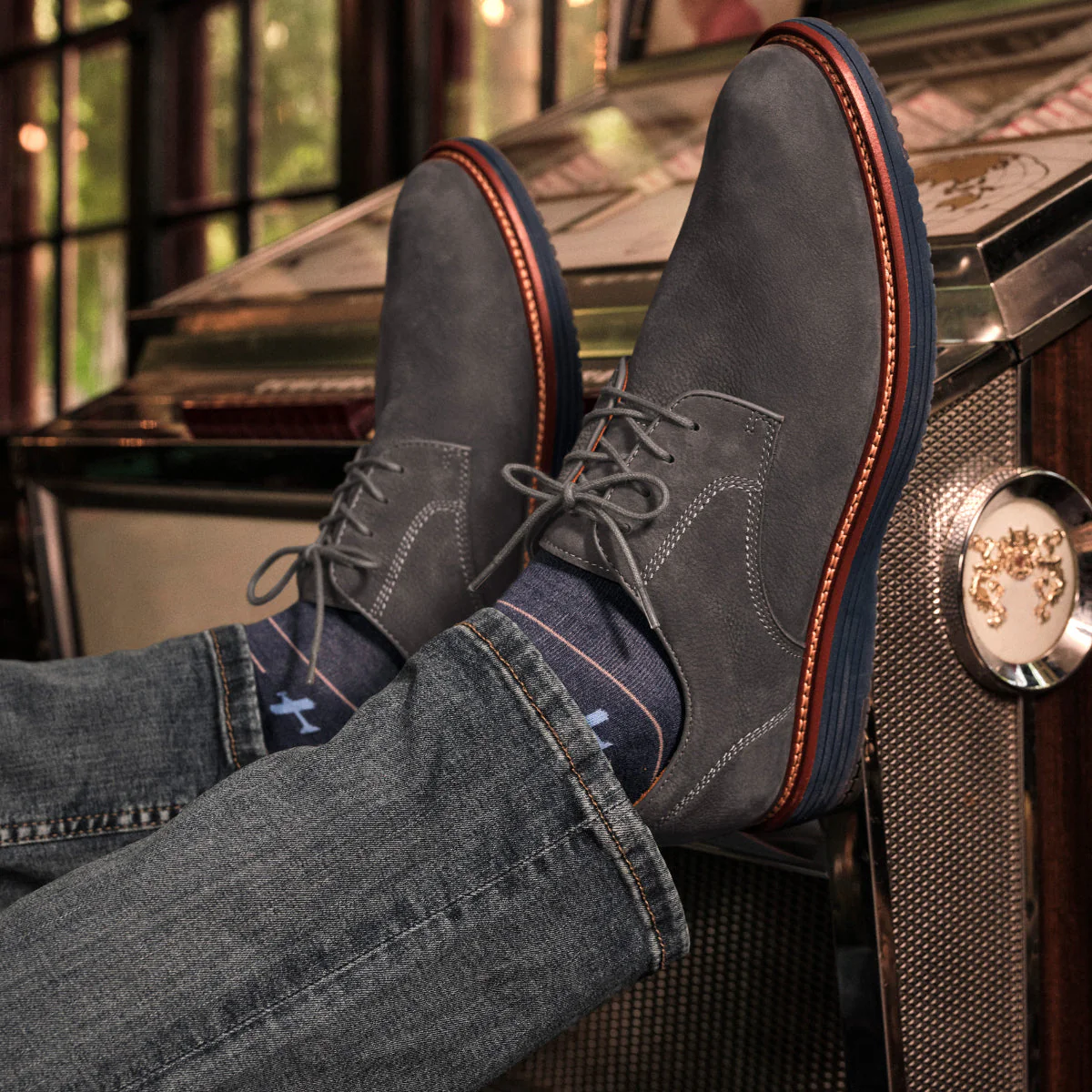 Johnston & Murphy Upton Plain Toe Men's Casual Shoe in Gray - Image 5