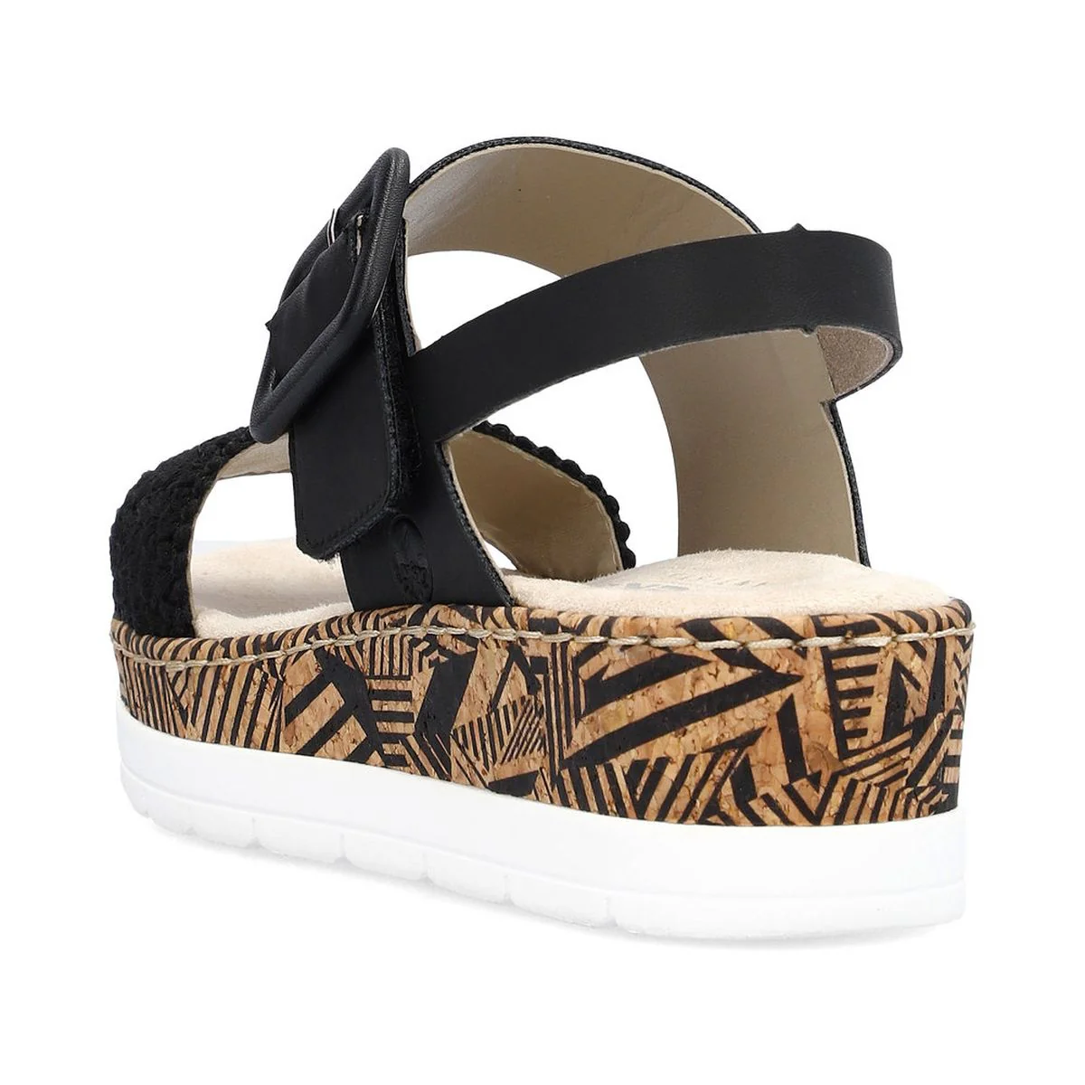 Rieker V3950-00 Mailles Women’s Wedge Sandals in Black | Lightweight Summer Comfort - Image 3