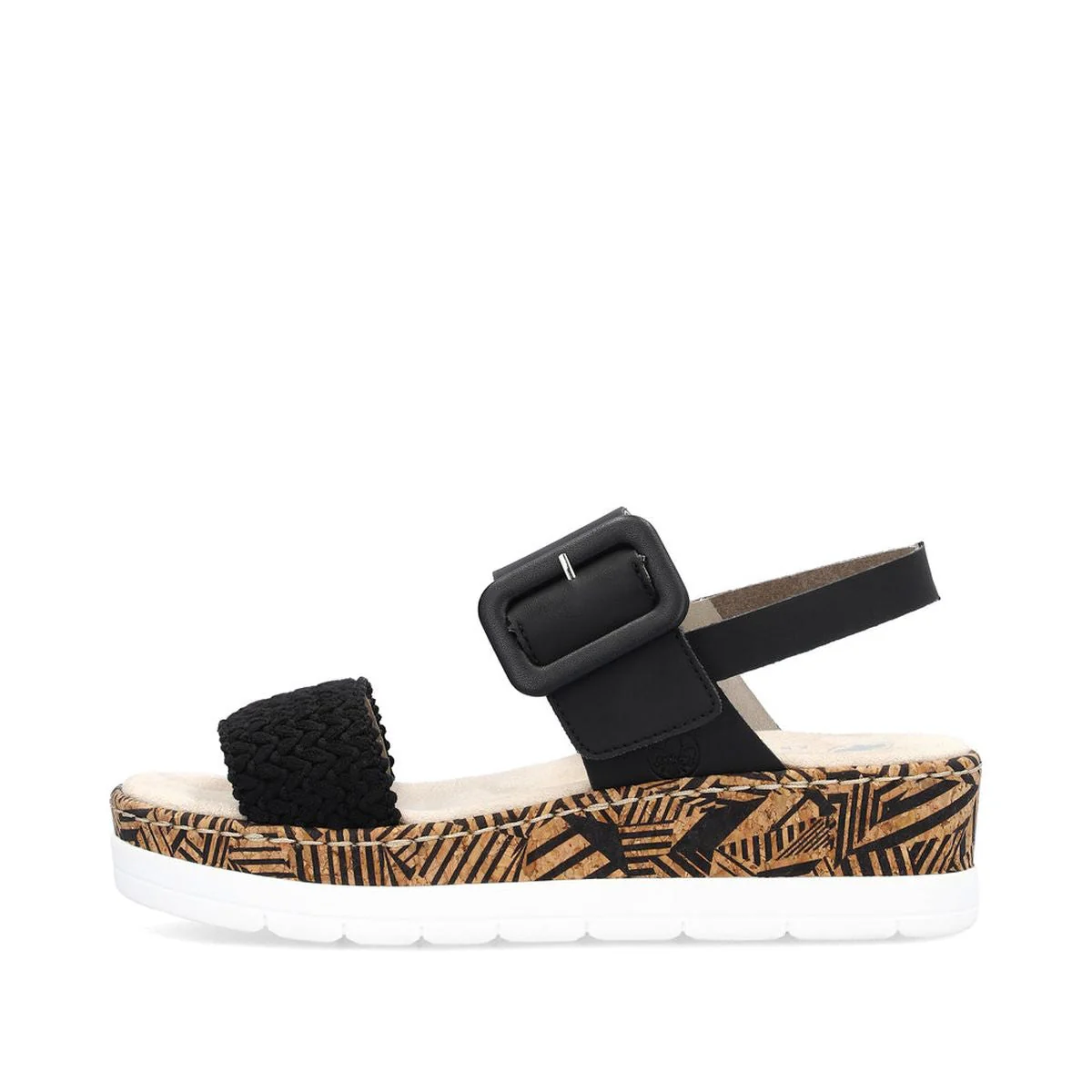 Rieker V3950-00 Mailles Women’s Wedge Sandals in Black | Lightweight Summer Comfort - Image 4
