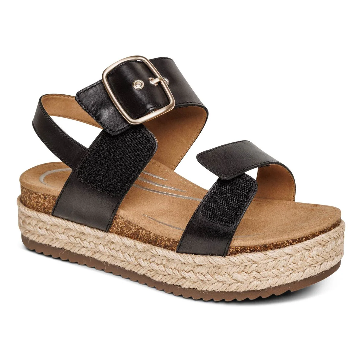Aetrex Vania Women's Arch Support Platform Sandal – Black - Image 2