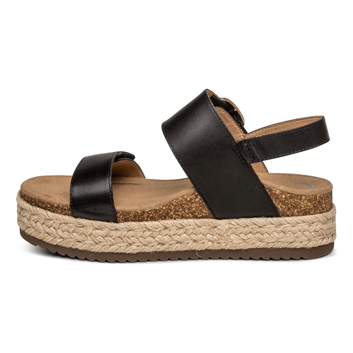 Aetrex Vania Women's Arch Support Platform Sandal – Black - Image 3