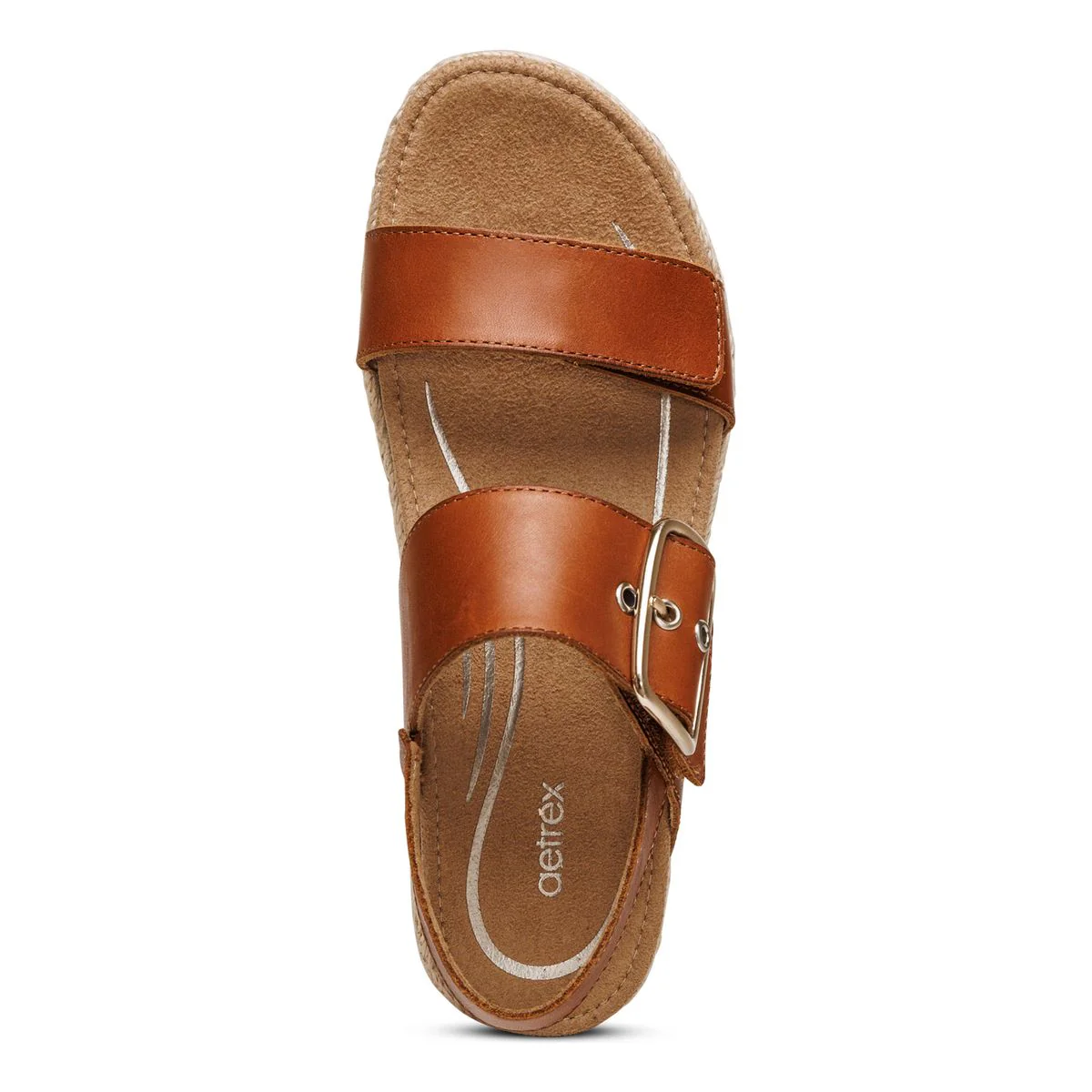 Aetrex Vania Women's Arch Support Platform Sandal – Cognac - Image 6