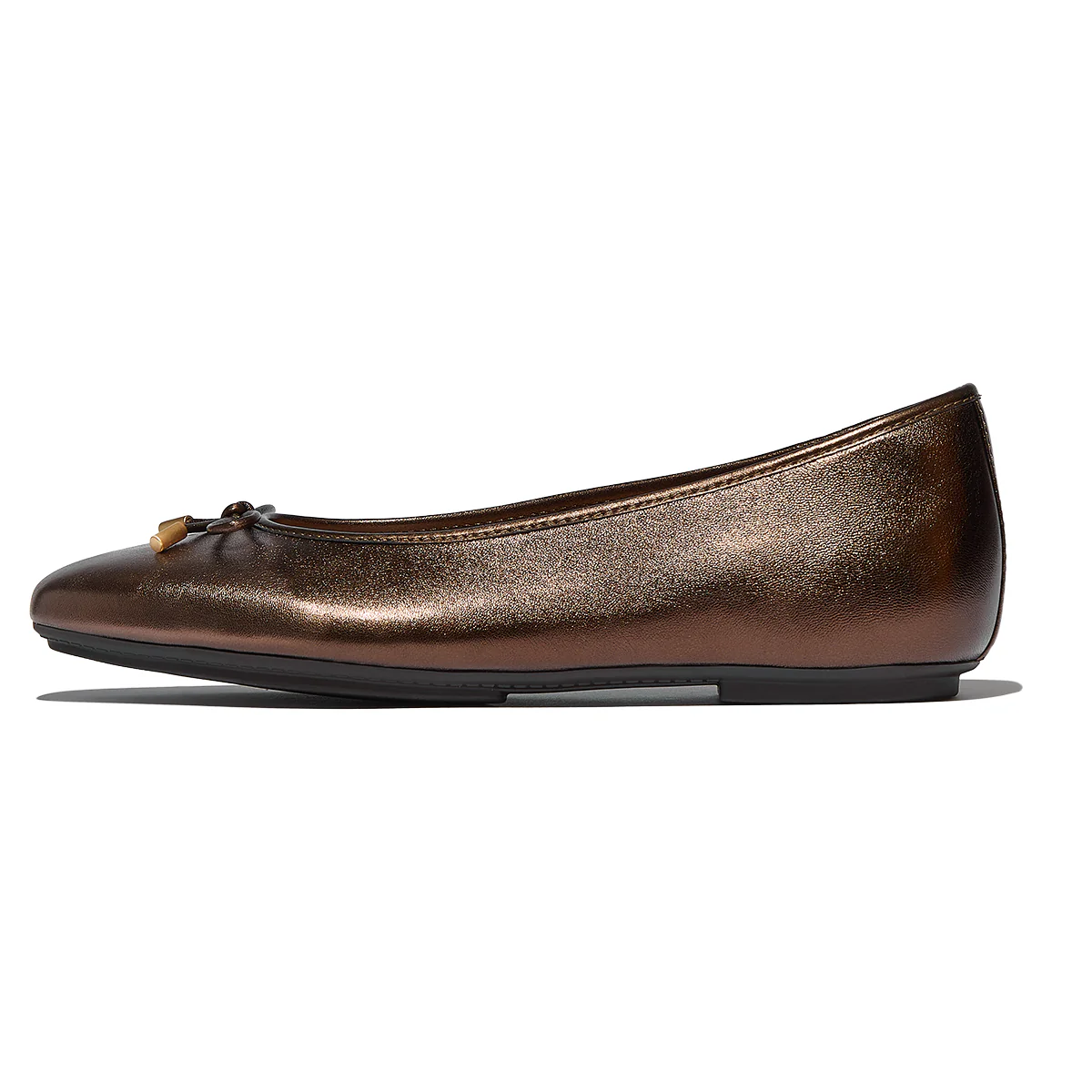 Fit Flop Delicato Bow Women's Leather Ballet Flats in Summer Bronze - Image 2