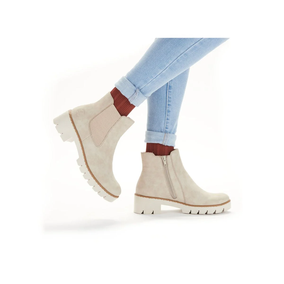 X5772 Chelsea Boots In Beige For Women - Image 8