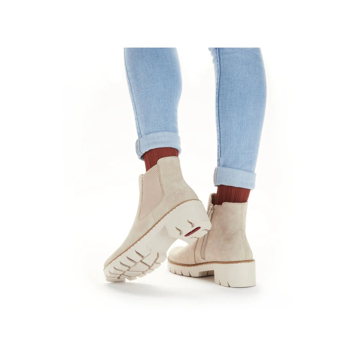 X5772 Chelsea Boots In Beige For Women - Image 9